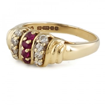 9ct Gold Ruby / Cubic Zirconia Ring Size L